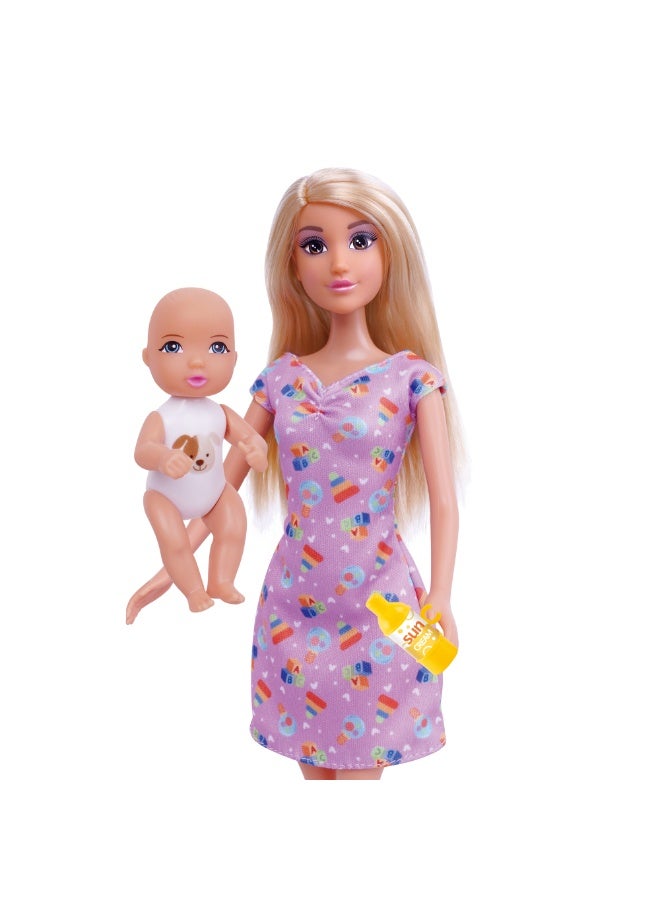 Mira Doll Happy Time with Baby Set – 11.5 Inch Fashion Doll Baby Care Series with Baby Carrier & Baby Bathtub | Girls Toys 3+ - Image 3